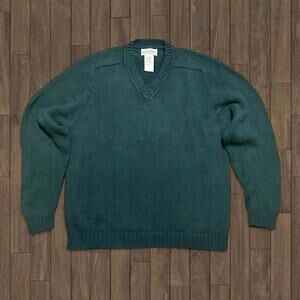 Vintage St John’s Bay Knitted V-Neck Sweater Forest Green Size Large